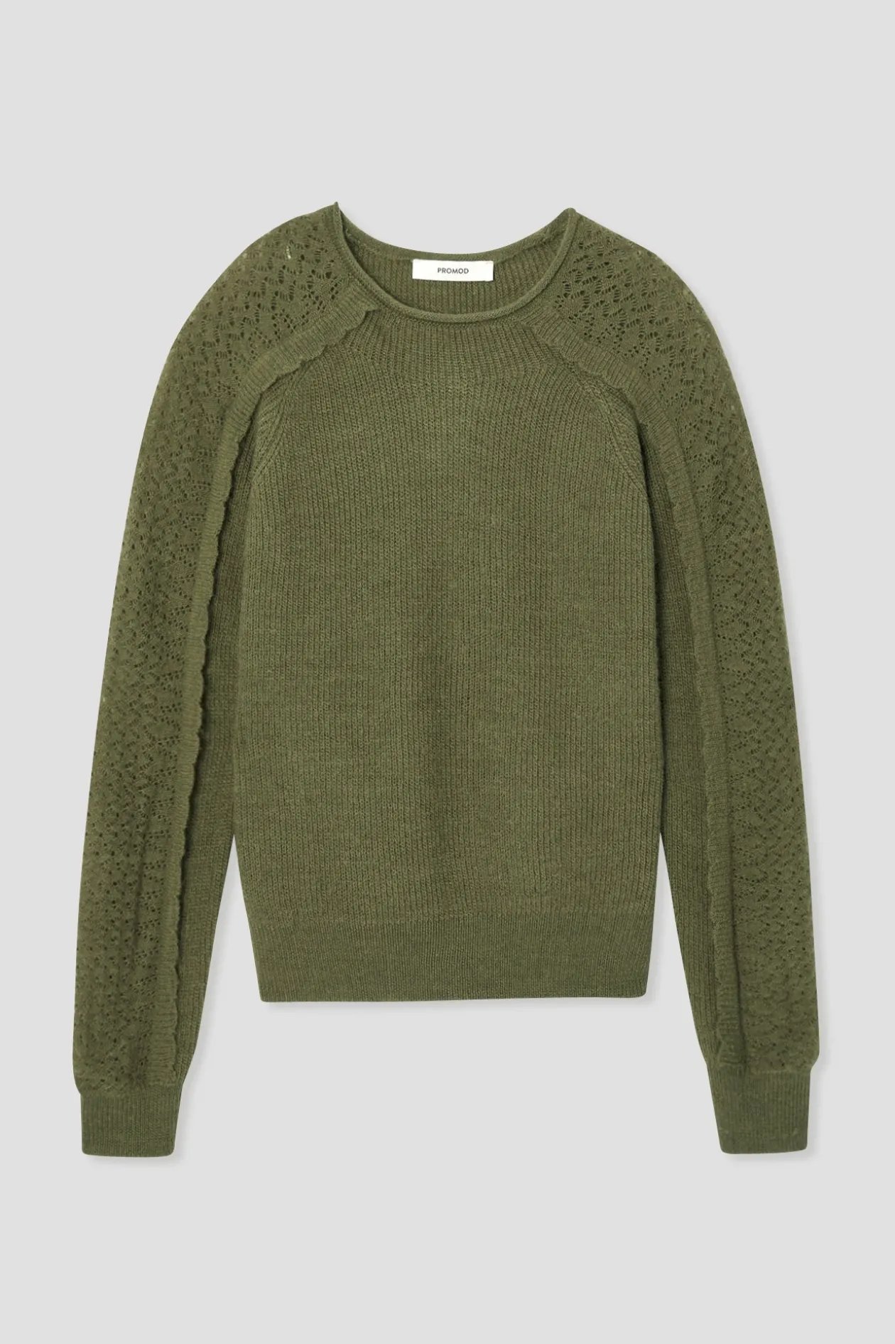 Promod Pull maille dentelle Femme - Vert olive Vertolive Best Sale