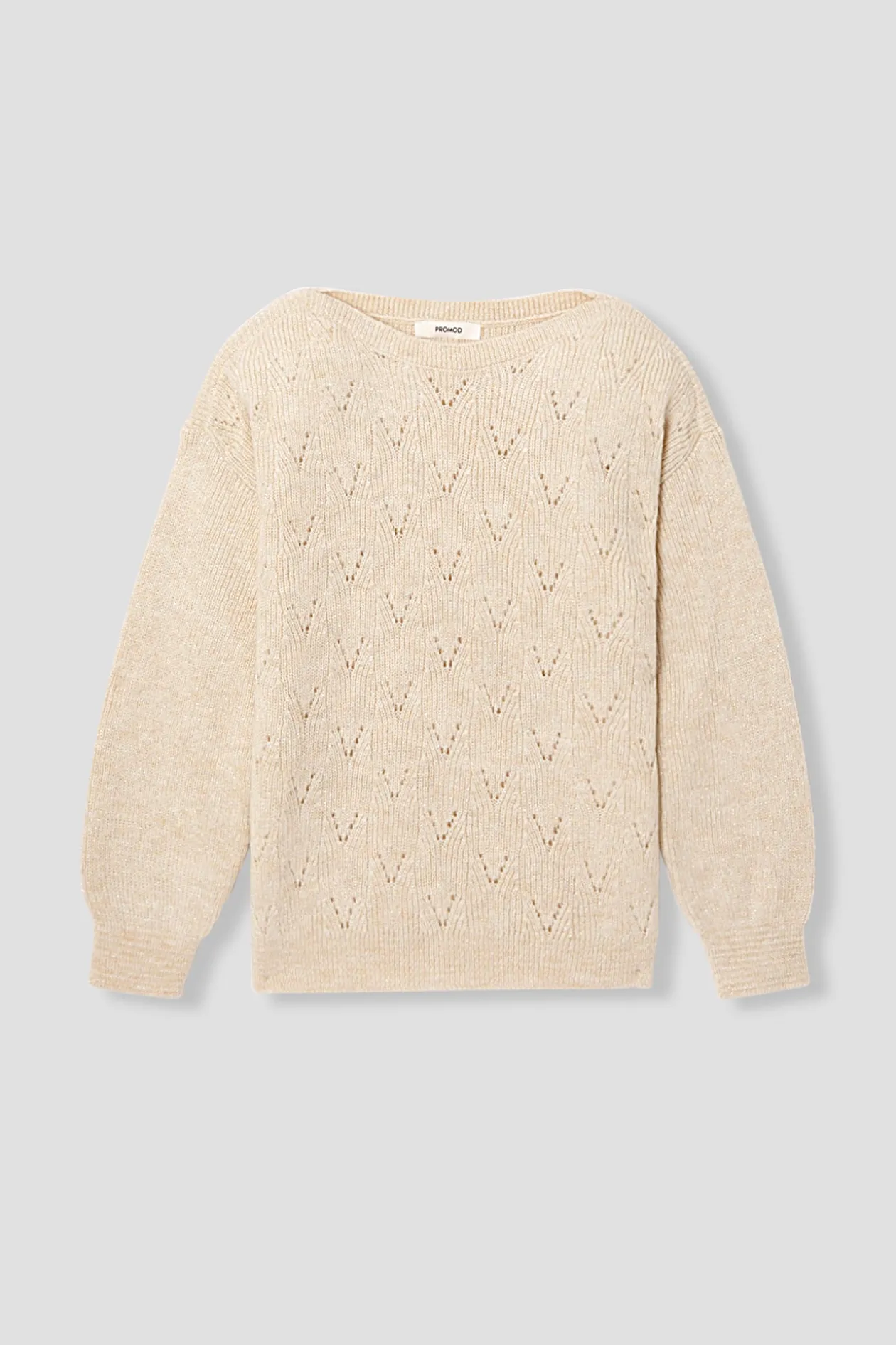 Promod Pull pailleté col bateau Femme - Beige Clearance
