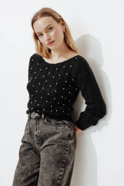 Promod Pull perlé Femme - Noir Cheap
