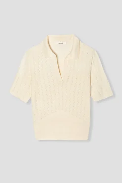 Promod Pull polo manches courtes - Ecru Clearance
