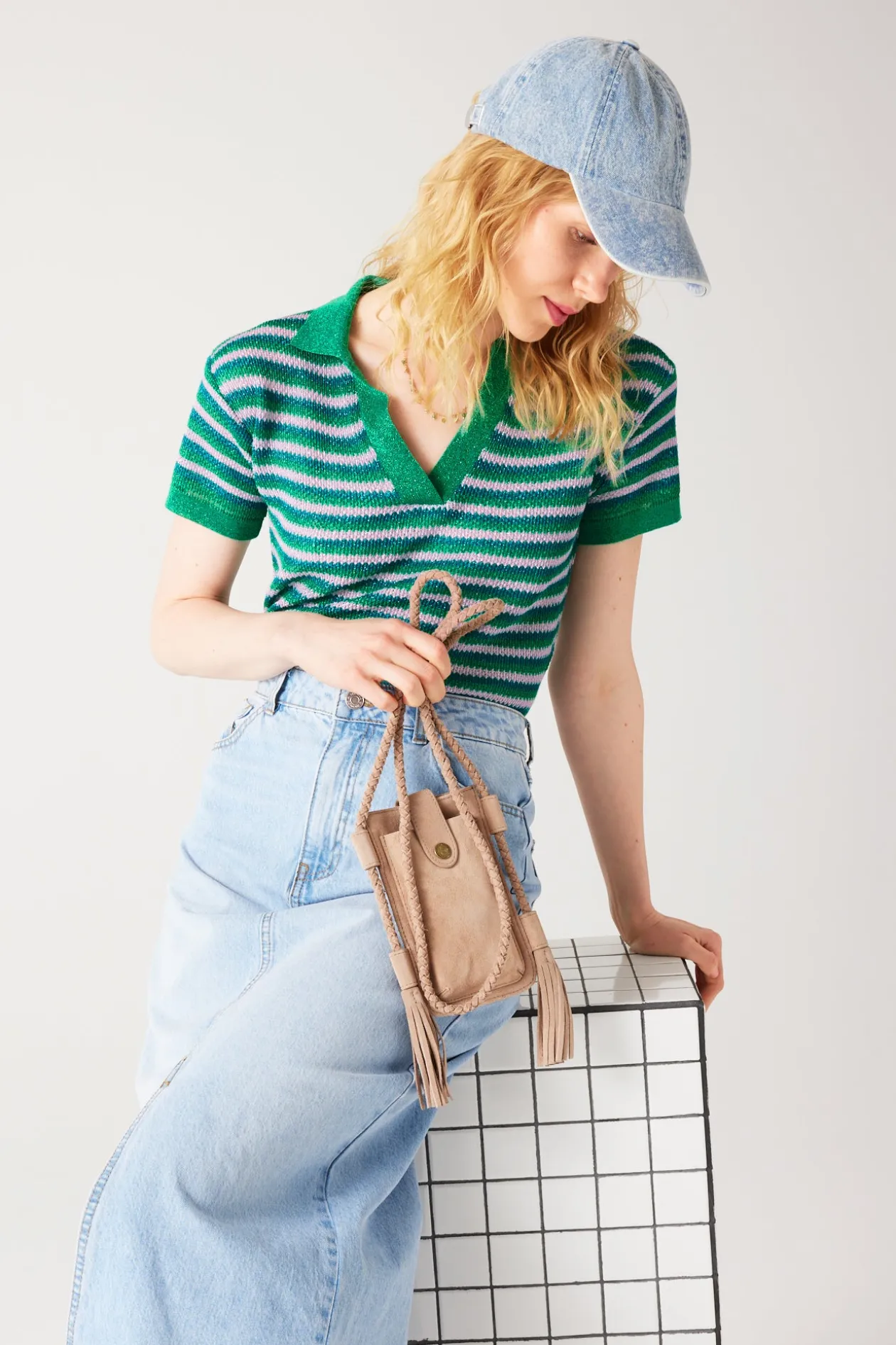 Promod Pull polo pailleté Femme - Imprimé vert Imprimévert New