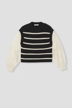 Promod Pull rayé à effet superposé - Rayé Noir RayéNoir Store