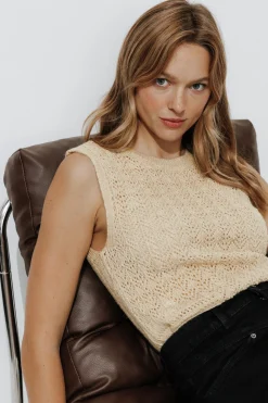 Promod Pull sans manches Femme - Ecru Fashion