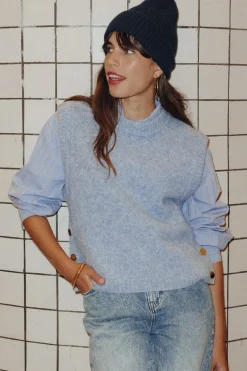 Promod Pull sans manches Femme - Bleu ciel foncé Bleucielfoncé Store