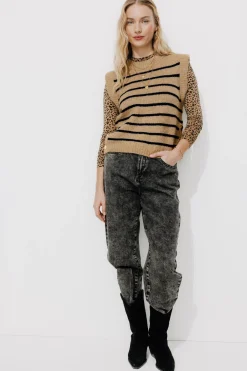 Promod Pull sans manches Femme - Rayures multicolores Rayuresmulticolores Fashion