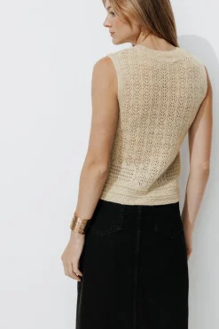 Promod Pull sans manches Femme - Ecru Fashion