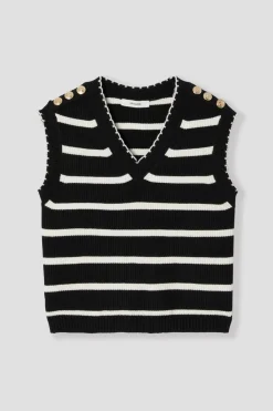 Promod Pull sans manches Femme - Rayé Noir RayéNoir Store