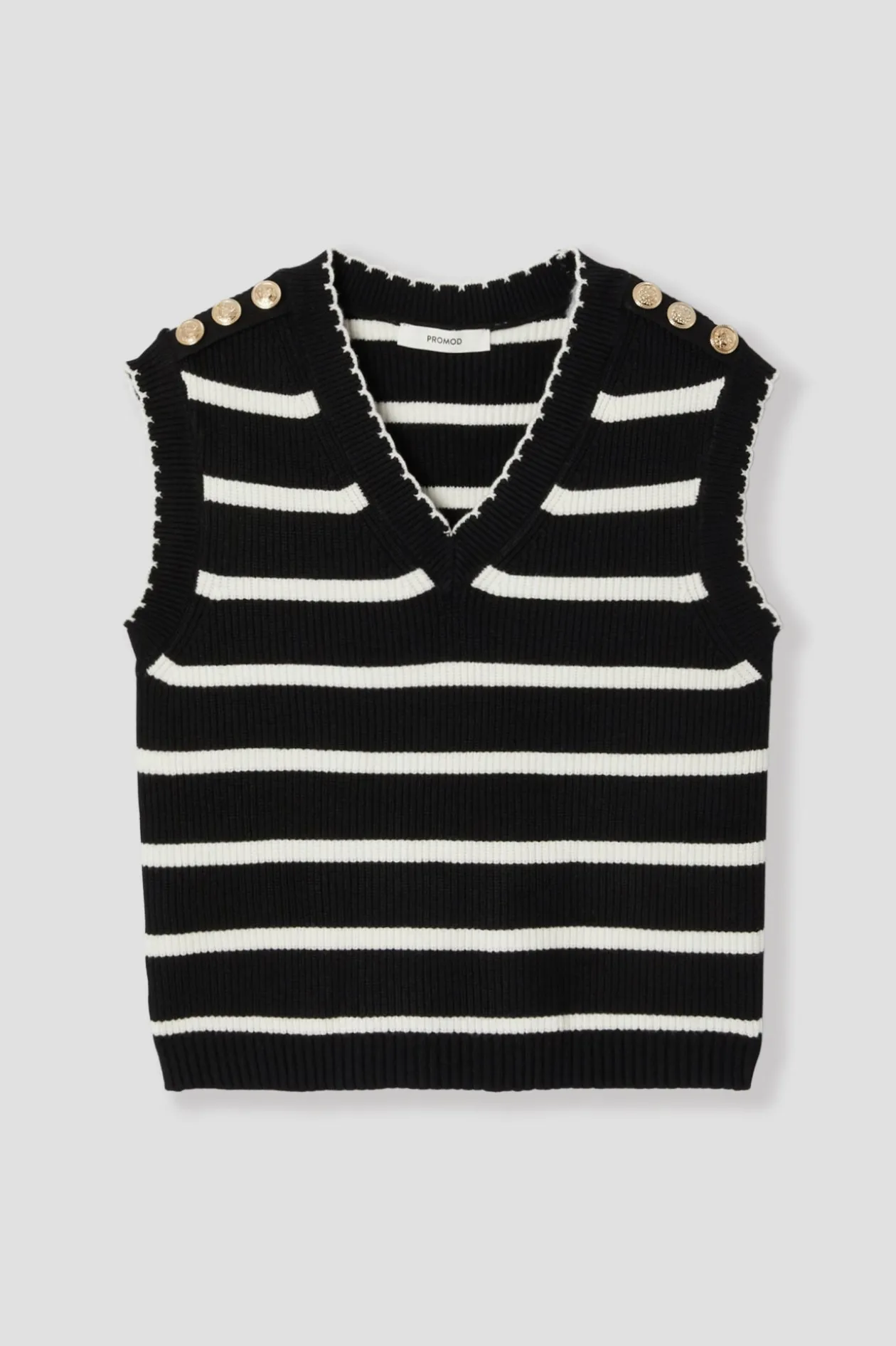 Promod Pull sans manches Femme - Rayé Noir RayéNoir Store