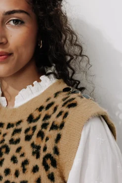 Promod Pull sans manches léopard - Imprimé noir Impriménoir Discount