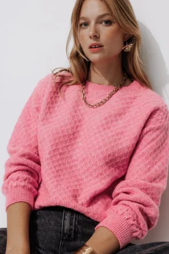 Promod Pull torsadé col rond Femme - Rose fluo Rosefluo Store