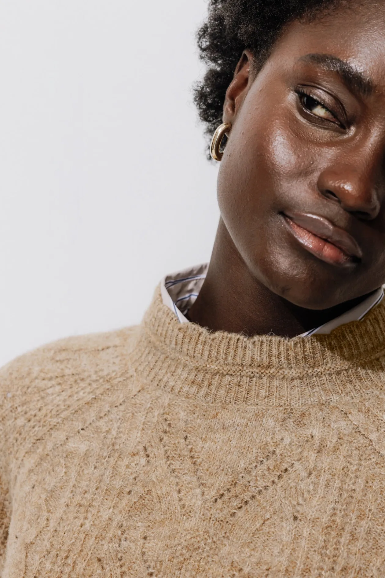 Promod Pull torsadé col rond Femme - Taupe Clearance