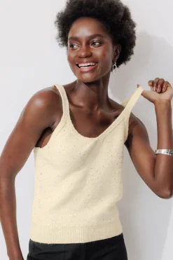 Promod Pull-débardeur à paillettes - Ecru Flash Sale