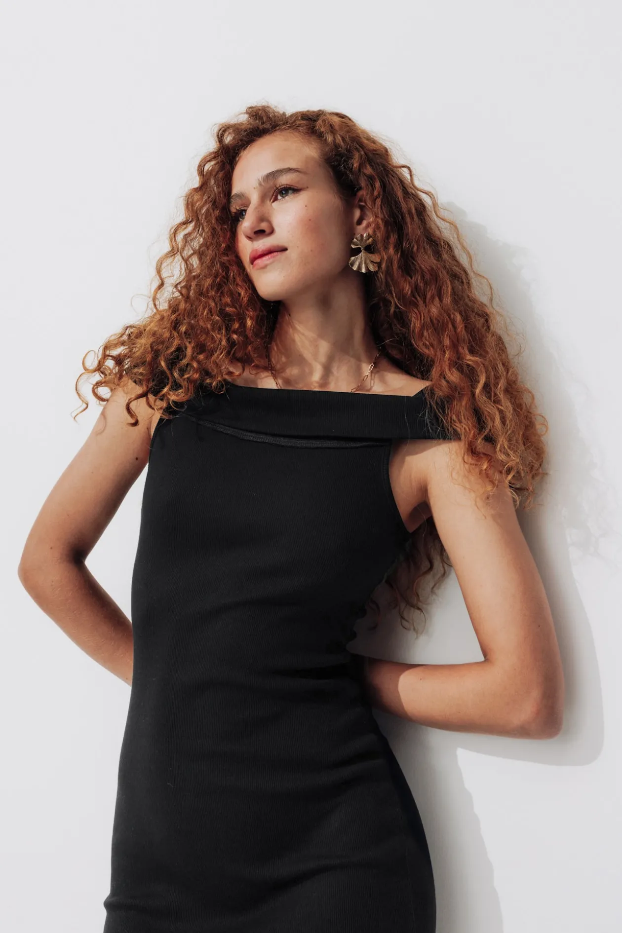 Promod Robe à col Bardot Femme - Noir Outlet