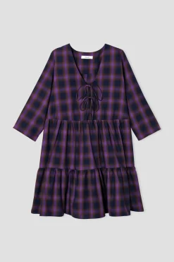 Promod Robe baby doll à carreaux - Carreaux violets Carreauxviolets Store