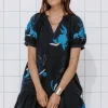 Promod Robe babydoll brodée Femme - Marine Clearance