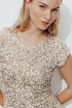 Promod Robe courte à paillettes Femme - Argent Hot