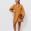 Promod Robe courte brodée Femme - Ocre Fashion