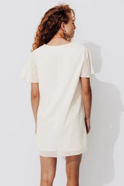 Promod Robe courte brodée Femme - Ecru Online