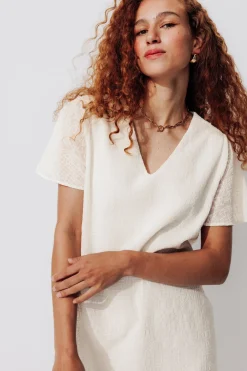 Promod Robe courte brodée Femme - Ecru Online