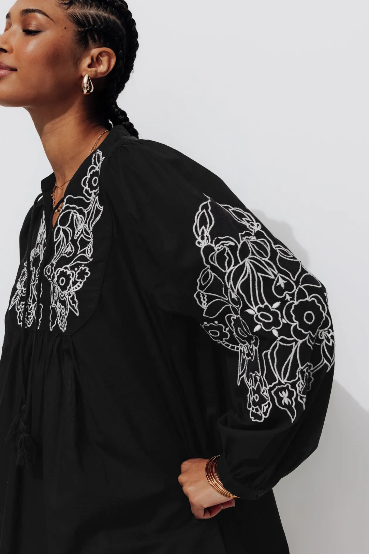 Promod Robe courte brodée Femme - Noir Discount