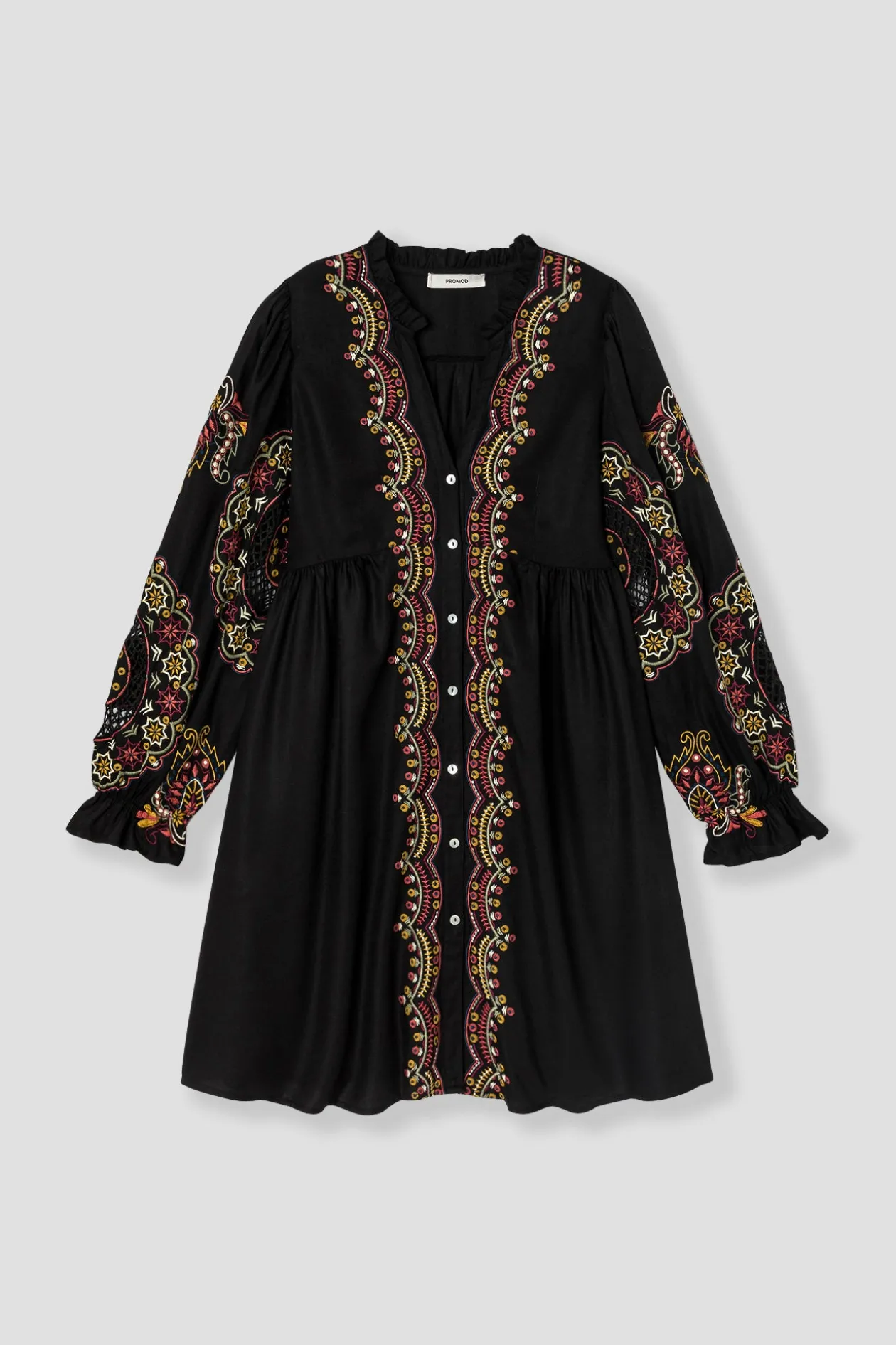 Promod Robe courte brodée Femme - Noir Hot