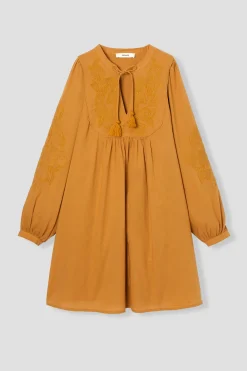 Promod Robe courte brodée Femme - Ocre Fashion