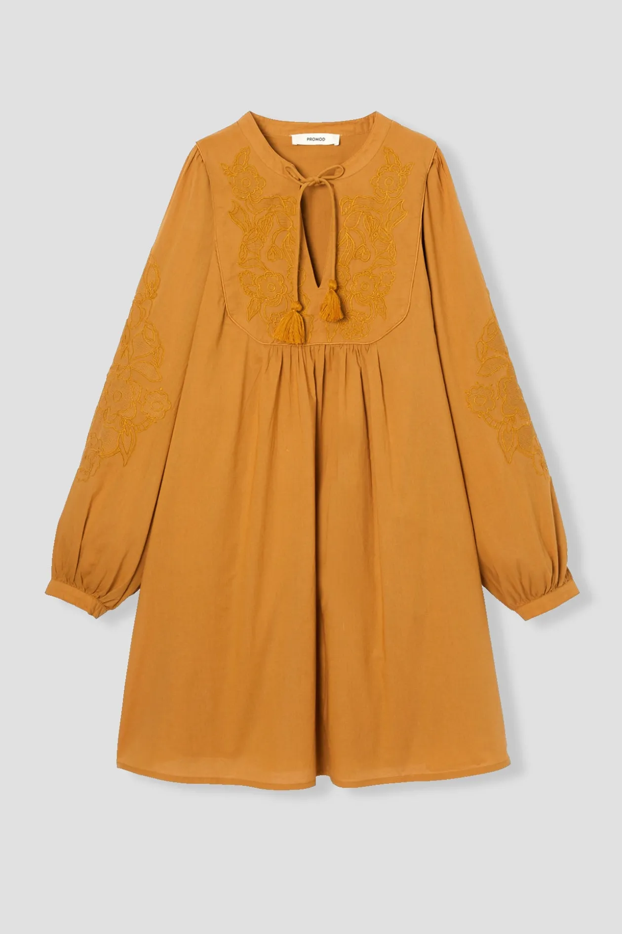 Promod Robe courte brodée Femme - Ocre Fashion