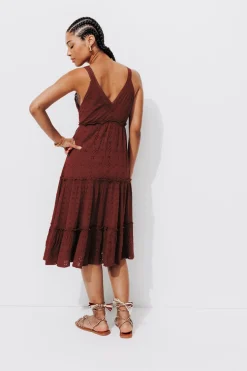 Promod Robe courte broderie anglaise - Terre de sienne Terredesienne Shop