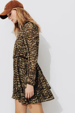 Promod Robe courte imprimée Femme - Imprimé marron Imprimémarron Fashion
