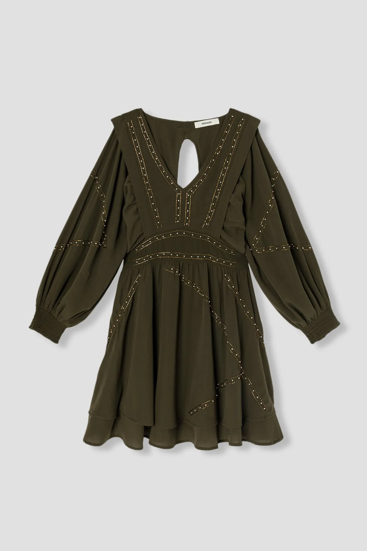 Promod Robe courte perlée Femme - Kaki Store