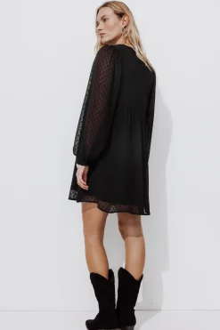 Promod Robe courte plumetis Femme - Noir Best
