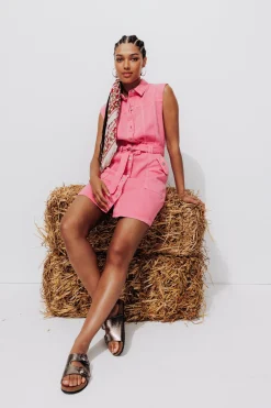 Promod Robe courte sans manches - Rose Fashion