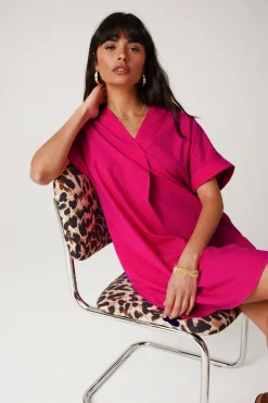 Promod Robe courte unie Femme - Framboise Discount