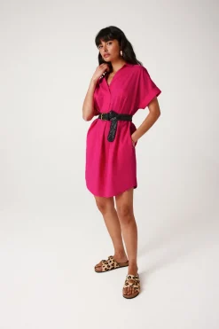 Promod Robe courte unie Femme - Framboise Discount