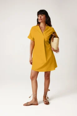 Promod Robe courte unie Femme - Ocre Hot