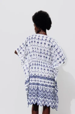 Promod Robe de plage brodée Femme - Bleu New