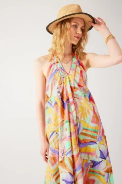 Promod Robe dos nu imprimée Femme - Imprimé écru Impriméécru Discount