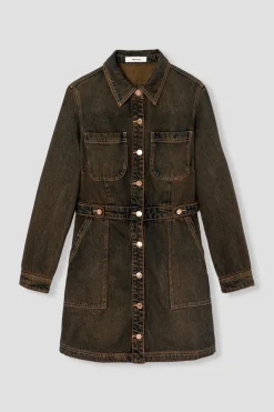 Promod Robe en jean surteint Femme - Marron Discount