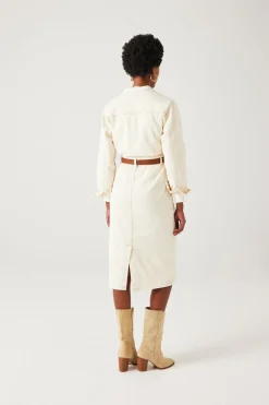Promod Robe en toile mi-longue Femme - Ecru Online