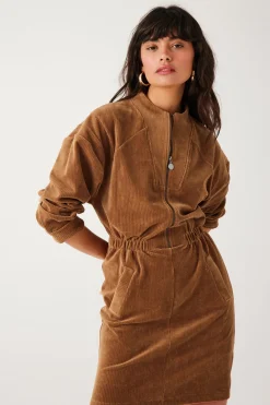 Promod Robe en velours côtelé Femme - Marron Store