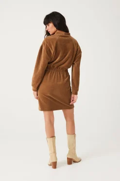 Promod Robe en velours côtelé Femme - Marron Store