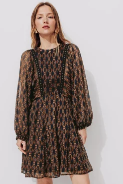 Promod Robe en voile imprimé Femme - Imprimé noir Impriménoir Online