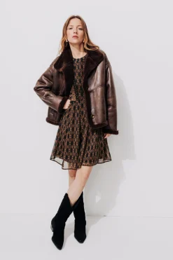Promod Robe en voile imprimé Femme - Imprimé noir Impriménoir Online