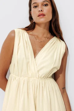 Promod Robe froissée décolletée Femme - Ecru Discount