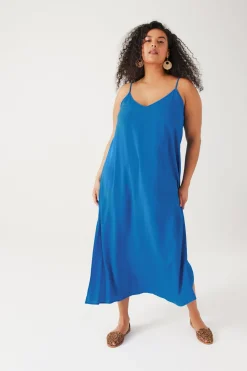 Promod Robe longue à bretelles - Bleu Shop
