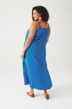 Promod Robe longue à bretelles - Bleu Shop