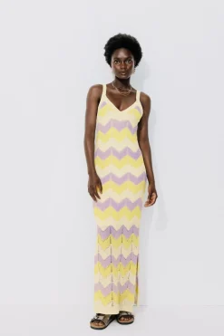 Promod Robe longue au crochet Femme - Rayé écru Rayéécru Flash Sale