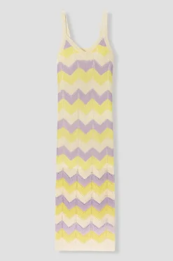 Promod Robe longue au crochet Femme - Rayé écru Rayéécru Flash Sale