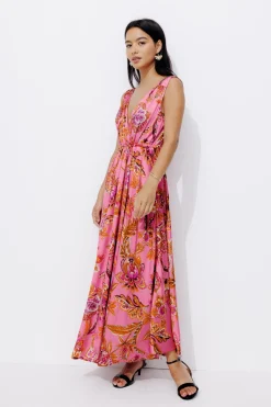 Promod Robe longue éco-conçue - Imprimé rose Imprimérose Flash Sale