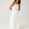 Promod Robe longue détail crochet - Ecru Clearance
